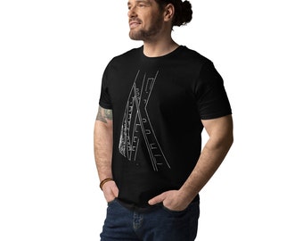 Men organic cotton t-shirt, Bridge line drawing, art