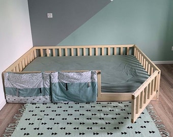 Toddler floor bed with slats, Montessori bed, floor bed,