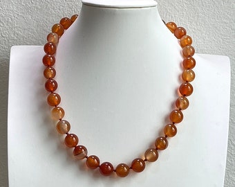 Collier de perles en agate rouge, pierre précieuse naturelle authentique