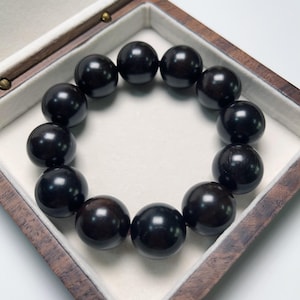 Jade Bracelet Authentic Large Black Sandalwood Natural Wood Beaded Bracelet for Men
