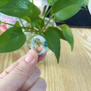 8US Certified Two Tone Green Jade Ring Natural Burmese Jadeite Authentic Grade A R1316
