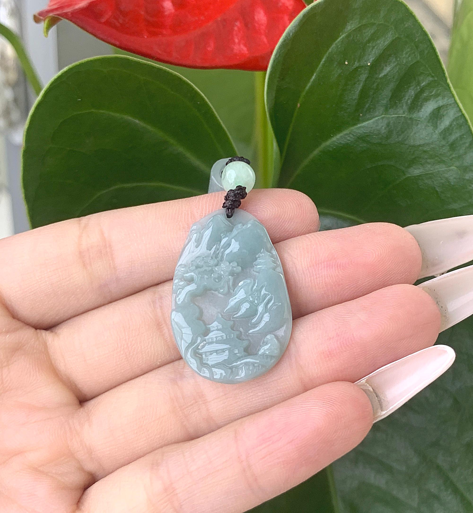 風景翡翠ペンダント 天然ビルマ翡翠 本物グレードA - Etsy 日本