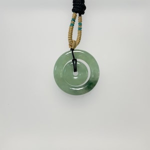 Double Donut Jade Pendant Necklace Natural Burmese Jadeite Authentic Grade A P3504
