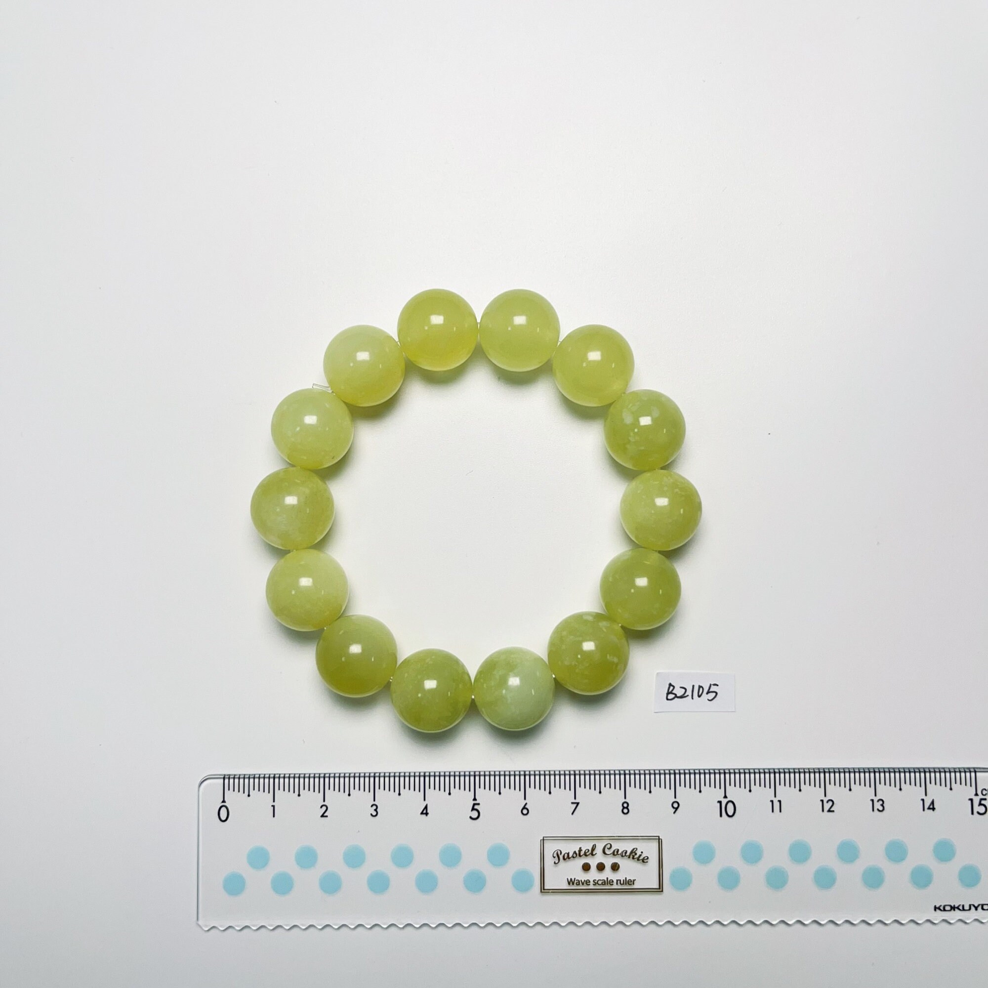 16mm天然グリーンジェイドビーズブレスレット サーペンタイン