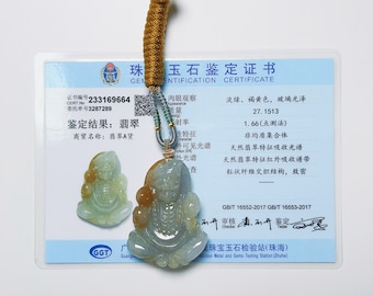 Certified Monk Daoji Jigong Jade Pendant Necklace Natural Burmese Jadeite Authentic Grade A P1609664
