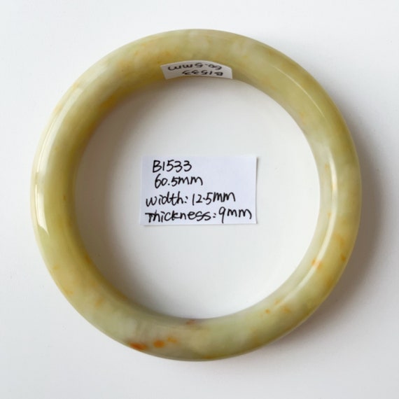 美品半黄翡円型バングル 天然蛇紋翡翠バングル：本物グレードA、60.5mm - Etsy 日本