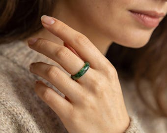 Premium Jadeite Band – Authentic Burmese Jade Band Ring Genuine Grade A 緬甸翡翠戒指