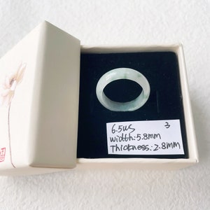6.5US Two Tone Green Jade Ring Natural Burmese Jadeite Authentic Grade A