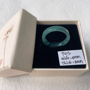 9US Green Jade Flat Ring Natural Jadeite Authentic Grade A