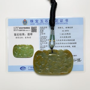 Certified Honey Yellow Jade Pendant Necklace Natural Burmese Jadeite Authentic Grade A P1004971