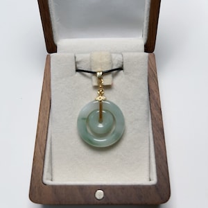 Double Donut Jade Pendant Necklace Natural Burmese Jadeite Authentic Grade A P4605