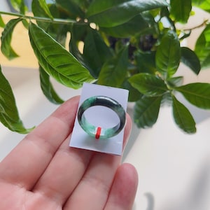 8.5US Certified Two Tone Green Jade Ring Natural Burmese Jadeite Authentic Grade A R2517
