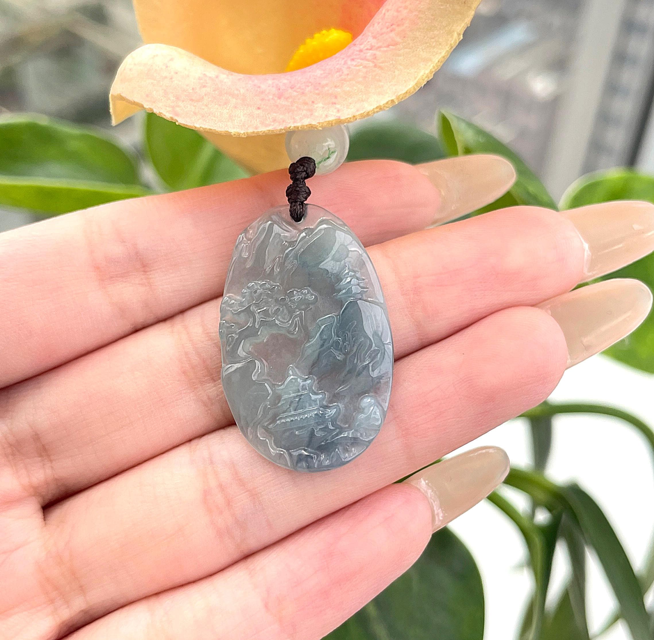 風景翡翠ペンダント 天然ビルマ翡翠 本物グレードA - Etsy 日本