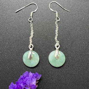Statement Earrings Donut Jade Drop Earrings Natural Burmese Jadeite Authentic Grade A E1507