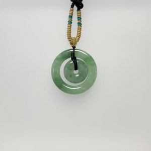 Double Donut Jade Pendant Necklace Natural Burmese Jadeite Authentic Grade A P3510