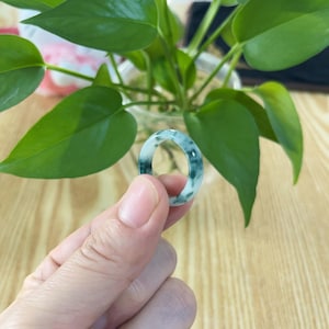 9US Certified Two Tone Green Jade Ring Natural Burmese Jadeite Authentic Grade A R1321
