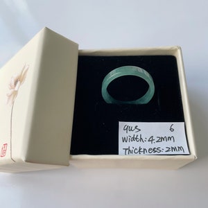 9US Green Jade Flat Ring Natural Jadeite Authentic Grade A