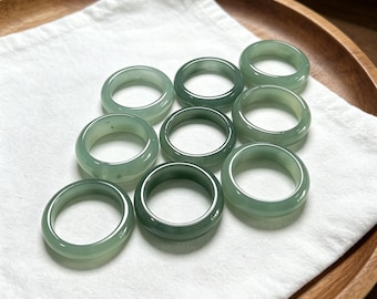 Real Green Jade Ring - Natural Burmese Jadeite Band Grade A