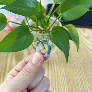 7.5US Certified Two Tone Green Jade Ring Natural Burmese Jadeite Authentic Grade A R1325