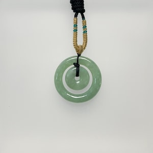 Double Donut Jade Pendant Necklace Natural Burmese Jadeite Authentic Grade A P3505