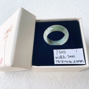 7.5US Two Tone Green Jade Ring Natural Burmese Jadeite Authentic Grade A