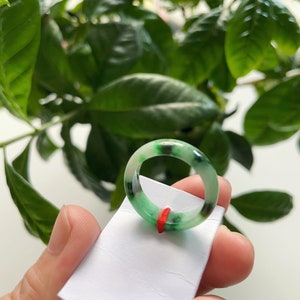 8US Certified Two Tone Green Jade Ring Natural Burmese Jadeite Authentic Grade A R2533