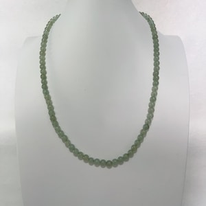 Jade Necklace Green Jade Beaded Necklace Authentic Natural Serpentine Grade A N1810