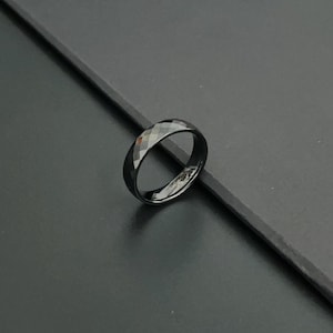 Faceted Ring Black Ring Ceramic Ring Simple Ring Everyday Ring