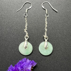 Statement Earrings Donut Jade Drop Earrings Natural Burmese Jadeite Authentic Grade A E1509
