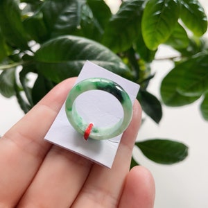 8US Certified Two Tone Green Jade Ring Natural Burmese Jadeite Authentic Grade A R2536