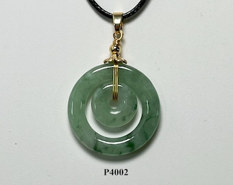 Double Donut Jade Pendant Necklace Natural Burmese Jadeite Authentic Grade A