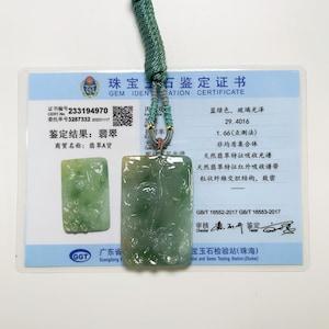 Certified Phoenix Carved Jade Pendant Necklace Natural Burmese Jadeite Authentic Grade A P3004970
