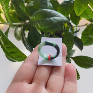 8US Certified Two Tone Green Jade Ring Natural Burmese Jadeite Authentic Grade A R2520
