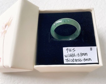 9US Green Jade Ring Natural Burmese Jadeite Authentic Grade A