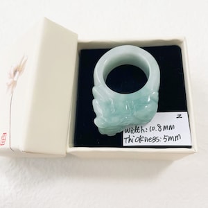 9.5US Wealth Pixiu Carved Jade Ring Natural Burmese Jadeite Authentic Grade A