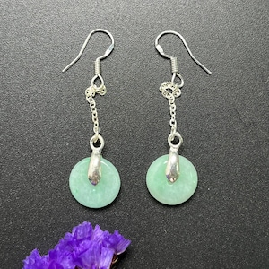 Statement Earrings Donut Jade Drop Earrings Natural Burmese Jadeite Authentic Grade A E1506