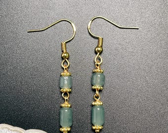 Statement Earrings Jade Drop Earrings Natural Burmese Jadeite Authentic Grade A E2515