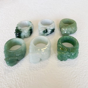 Statement Ring Wealth Pixiu Green Jade Ring for Men Natural Burmese Jadeite Grade A