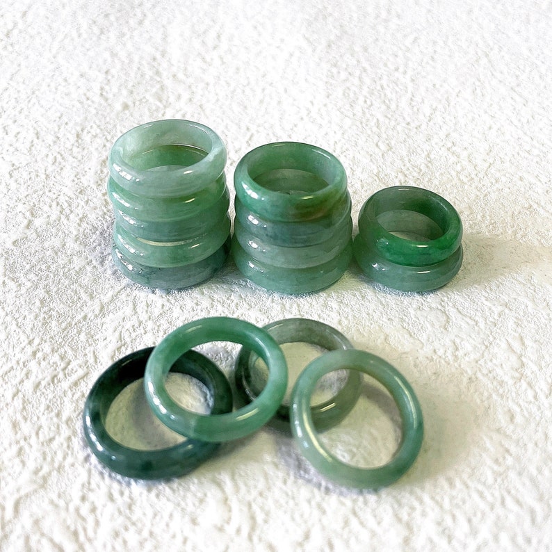 Auténtico anillo de jade verde jadeíta birmana natural grado genuino A imagen 1