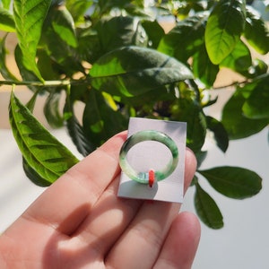8.5US Certified Two Tone Green Jade Ring Natural Burmese Jadeite Authentic Grade A R2530