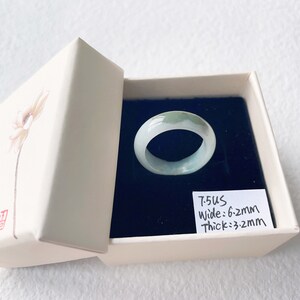 7.5US Two Tone Green Jade Ring Natural Burmese Jadeite Authentic Grade A