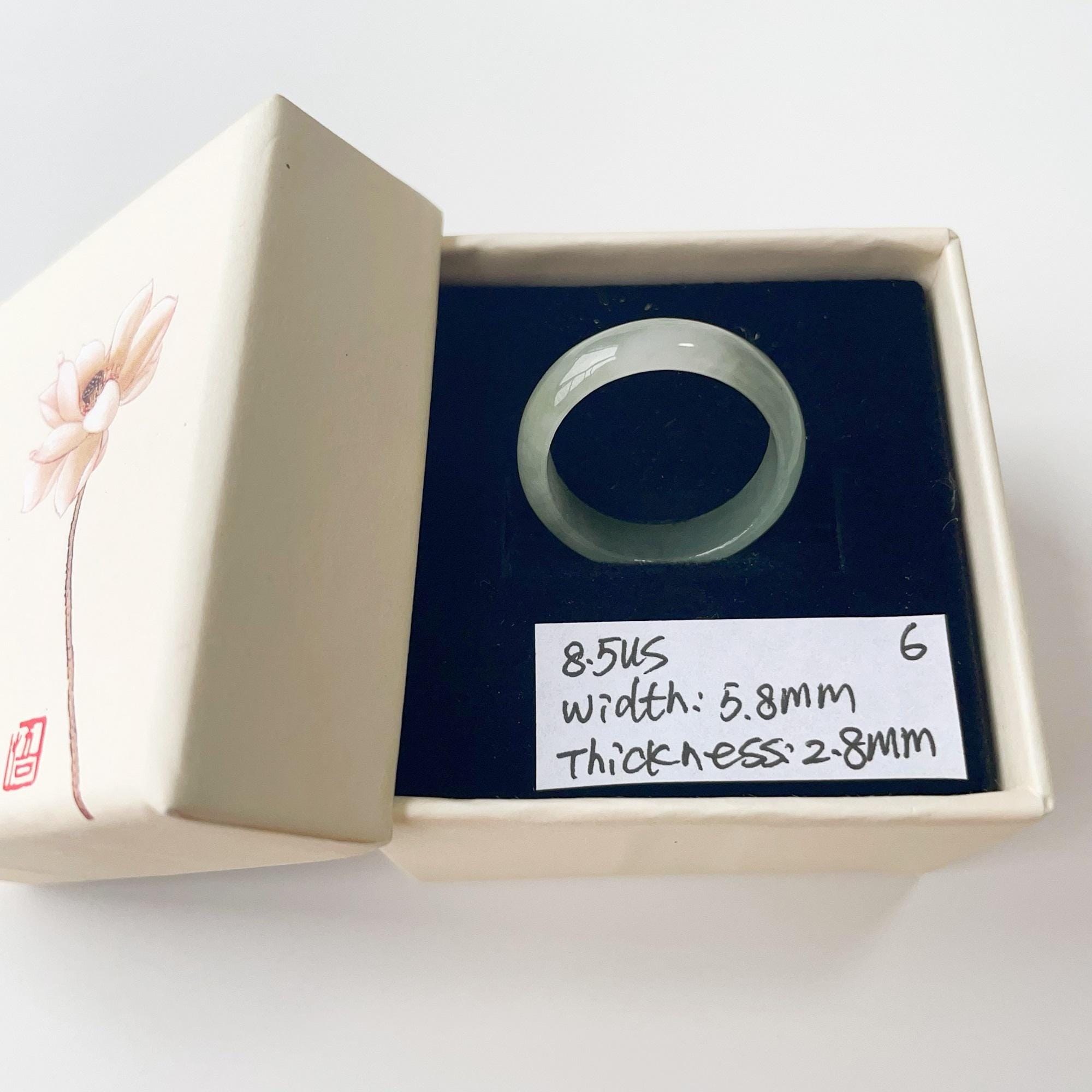 8.5US ツートングリーン翡翠リング 天然ビルマ翡翠 本物グレードA