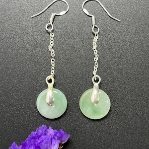 Statement Earrings Donut Jade Drop Earrings Natural Burmese Jadeite Authentic Grade A E1510