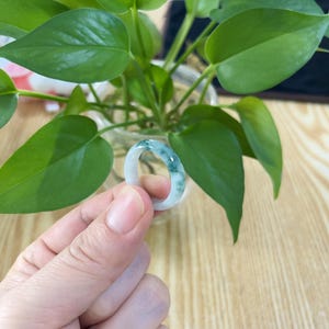 9US Certified Two Tone Green Jade Ring Natural Burmese Jadeite Authentic Grade A R1307
