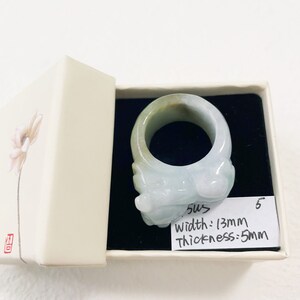 9.5US Wealth Pixiu Carved Jade Ring Natural Burmese Jadeite Authentic Grade A