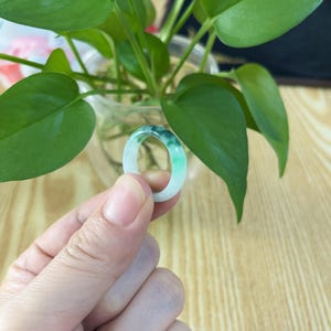 9US Certified Two Tone Green Jade Ring Natural Burmese Jadeite Authentic Grade A R1313