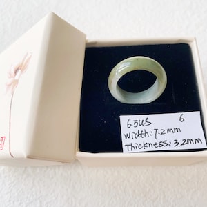 6.5US Two Tone Green Jade Ring Natural Burmese Jadeite Authentic Grade A