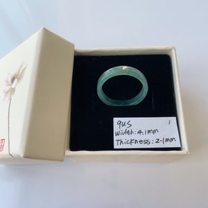 9US Green Jade Flat Ring Natural Jadeite Authentic Grade A