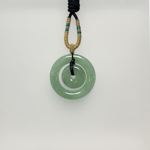 Double Donut Jade Pendant Necklace Natural Burmese Jadeite Authentic Grade A
