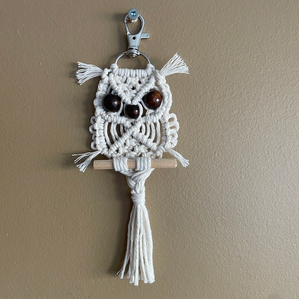 Macrame Owl Keychain Etsy